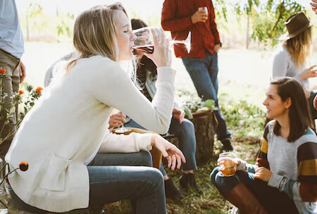 group tasting wine